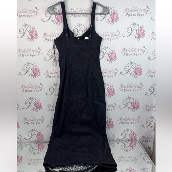 Zara dress Jean look gold buttons long style Stylish Black Button-Down Dress - Picture 2 of 15